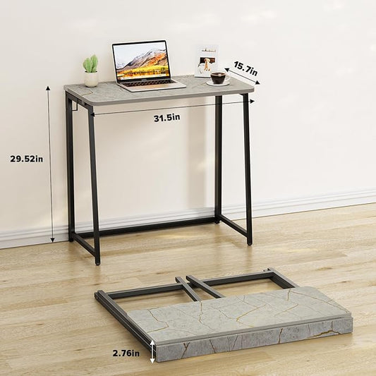 WOHOMO Small Foldable Computer Desk Writing Study Desk Easy Assembly Space-Saving Foldable Laptop Table Writing Workstation for Home Office,Grey