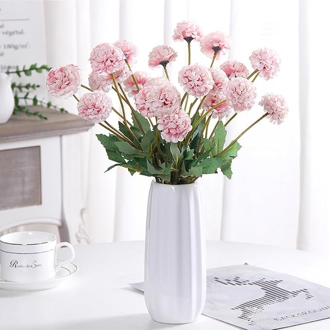 White Ceramic Vase 7.3 Inch - Glossy Minimalist Nordic Flower Vase for Home Decor, Perfect for Dried/Fresh Flowers, Wedding Centerpiece, Housewarming Gift for Christmas, Mother’s Day, Valentine’s Day