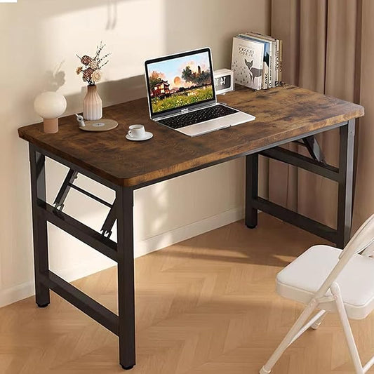 31.5 Inch Foldable Desks for Small Spaces,Foldable Desk No Assembly,Small Table for Bedroom,Rustic Brown.