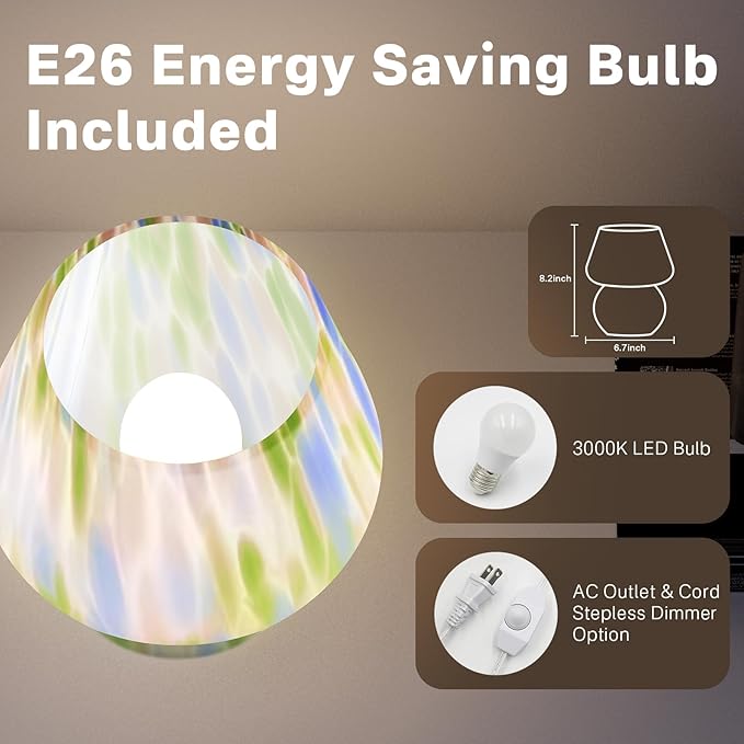 Mushroom Lamp Table Lamp for Bedroom,Small Desk Bedside Lamps for Living Room,Mushroom Decor Cute Mini Modern Mid Century Lamps for Night Stands,Aesthetic Home Living Room Decor(Green)