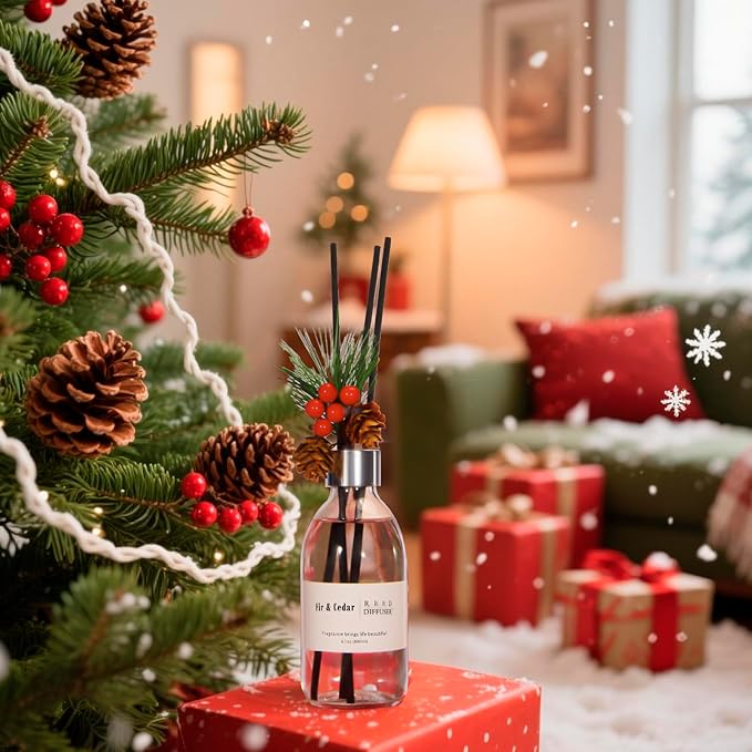 Clesh Reed Diffuser Set, 6.7 oz Cedar Scented Diffuser with Sticks, Home Fragrance Reed Diffuser for Bathroom Shelf Decor