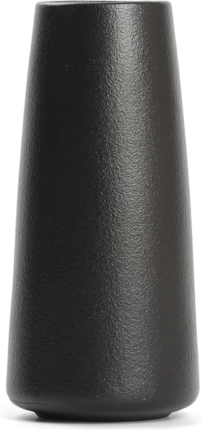 10" Black Vase - Tall Black Ceramic vase for Flower, Simple Matte Black Vases for Pampas Grass, Minimalist Farmhouse Boho vases for Centerpieces, Home Decor, Bathroom Decor