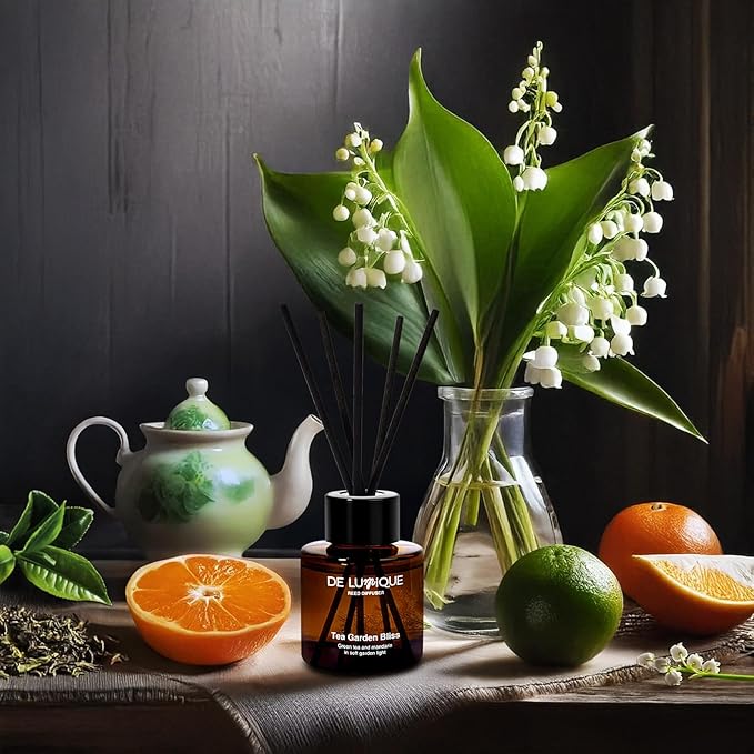 Tea Garden Bliss Reed Diffuser, Aromatherapy Diffuser with Green Tea, Mandarin, Lemon & Muguet, Long-Lasting Home Fragrance for Relaxation & Serenity – 50ml