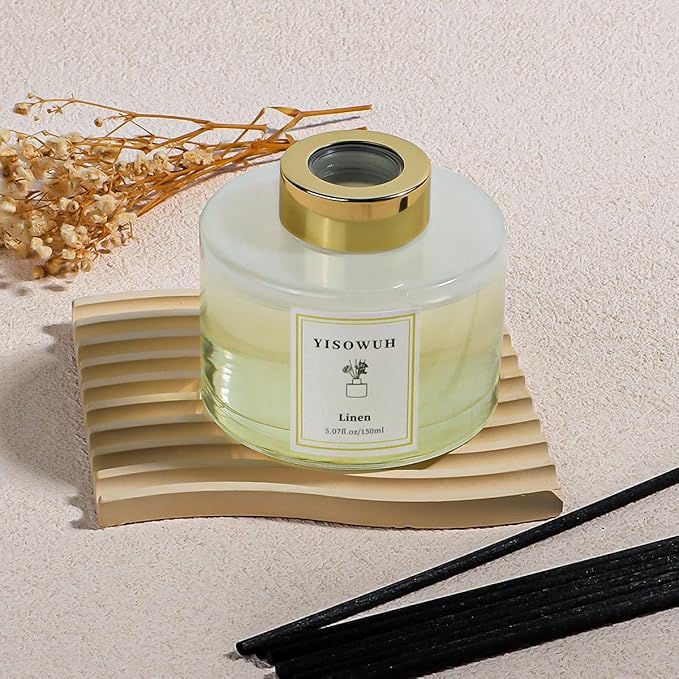 Reed Diffuser Set,5.07 fl oz (150 ml) - Linen Oil Diffusers with 8 Reed Sticks,Home Fragrance Reed Diffuser for Bathroom Shelf Decor