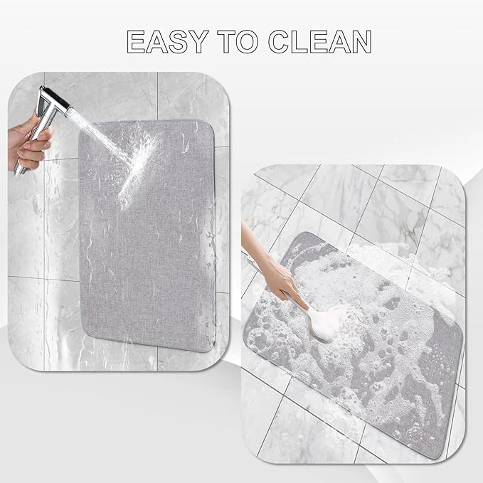 Indoor Door Mat Entrance, 1/10 in Ultra Thin Door Mat for Inside Entry, Super Non-Slip, Washable Doormat, Fade Resistant, Low Profile Dirt Trapper Outdoor for Bathroom and Kitchen, 47''X24'', Grey