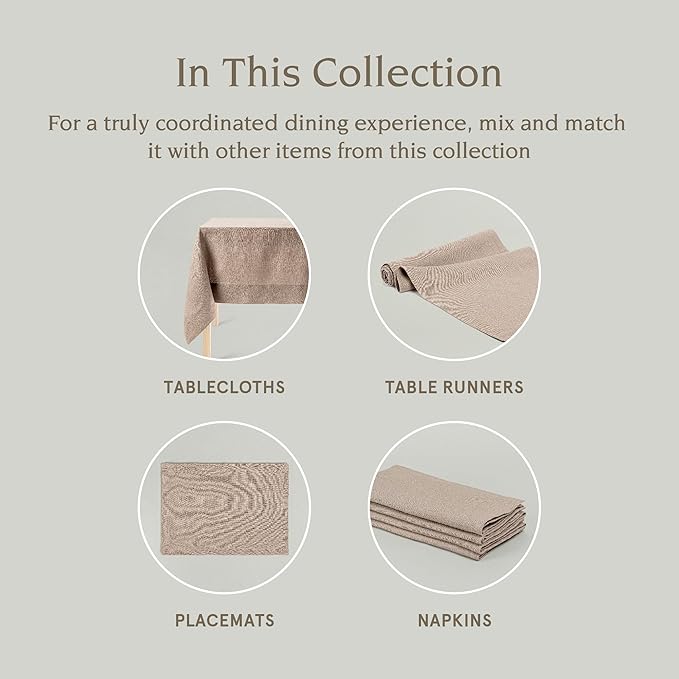 Over&Back Set of 4 Washed 100%-Linen Woven Placemats - Colorful Dining Table Mat - Machine Washable - Kitchen and Home Decor - Taupe