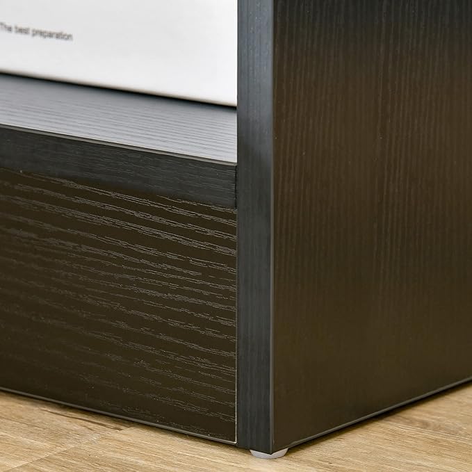 HOMCOM Modern Side Table, Accent Table with Drawer and Storage Shelf, End Table for Living Room, Black Wood Grain