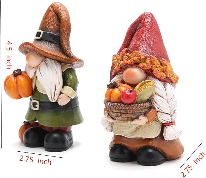 Hodao Thanksgiving Pumpkin Decorations Gnome Elf Collectibles Home Decor Thanksgiving Pumpkin Gnomes Charming Fall Collectibles for Home Decor and Unique Gifts(2 PCS)