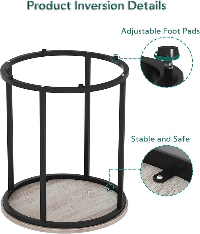 Yusong Round End Table, 20" Accent Small Side Table Nightstand Modern Bedside Table for Living Room Bedroom Office Small Spaces, Grey