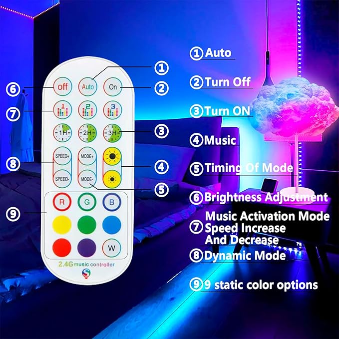 Table Lamp,RGB Color Changing lamp,with Remote,APP,Music Sync,Dimmable Small Bedside Lamp for Bedroom Ambience,Nightstand Lamp for Home Decor Party