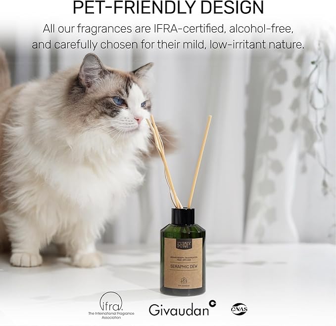 Pet-Safe Reed Diffuser - Gentle Fragrance for Pets, Long-Lasting Aroma, IFRA Certified | Alcohol & Preservative-Free