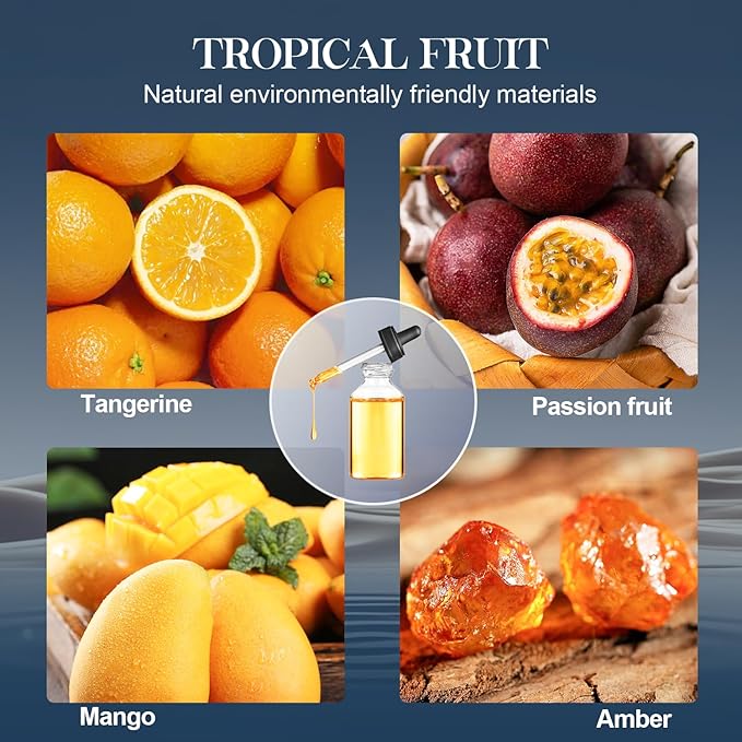 Reed Diffuser Set, 6.1 oz (180 ml) Tropical Fruit Scented Diffuser with Sticks Long-Lasting Home Fragrance Reed Diffuser for Home Room Office Bathroom Shelf Decor