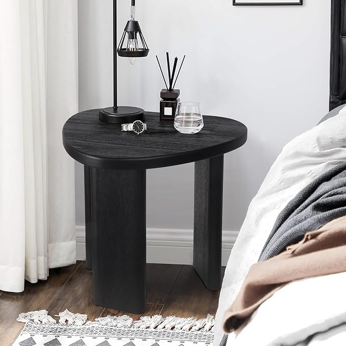 Oakrain Black End Tables, Wood Sofa Bed Side Table, Modern Nightstand for Bedroom, Small Coffee Table for Living Room