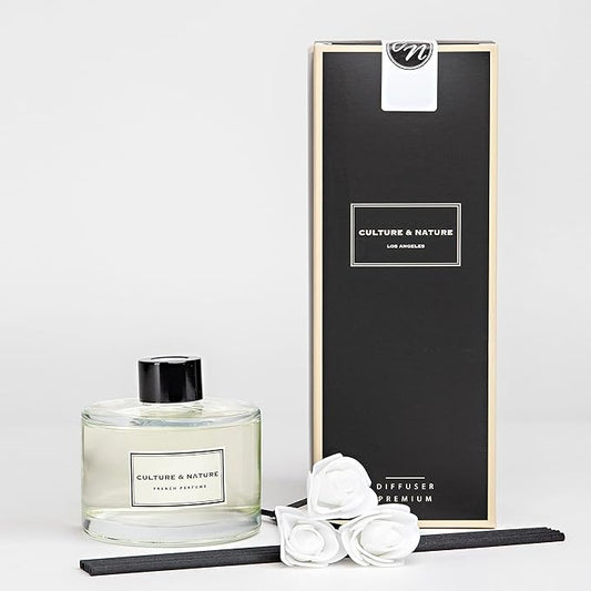 CULTURE & NATURE Reed Diffuser Set 6.7oz (200ml) French Perfume Scented Diffuser with Sticks Home Fragrance Reed Diffuser for Bathroom Shelf Decor