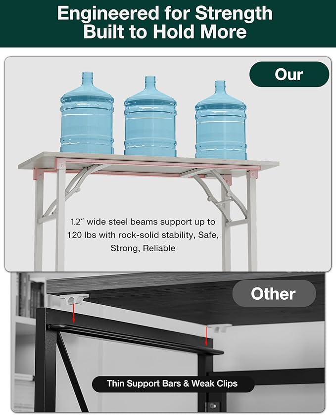 Frylr Small Folding Computer Desk – Portable 43.3 Inch Foldable Laptop Table, Collapsible and Compact for Easy and Fast Setup, Lightweight for Small Spaces, Home Craft and Study Use, White Ash