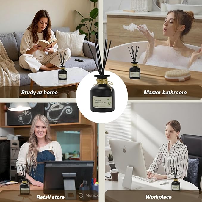 130ML Reed Diffuser for Home -Long-Lasting Fragrance, Elegant Glass Bottle for Office Living Room, Bathroom, Bedroom Decor (Verbena Scent)