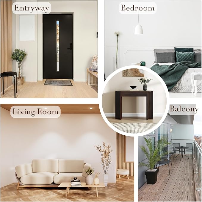 Mid Century 43 Inch Console Table, Narrow Sofa Table Behind Couch, Farmhouse Wooden Console Table for Living Room, Entryway, Walnut Finish