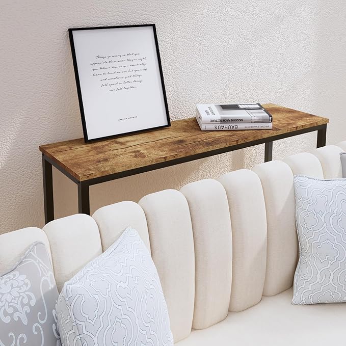 39.4” Console Table, Hallway Entrance Table Sofa Table Behind Couch, for Living Room, Entryway, Easy Assembly, Accent Table, Rustic Brown