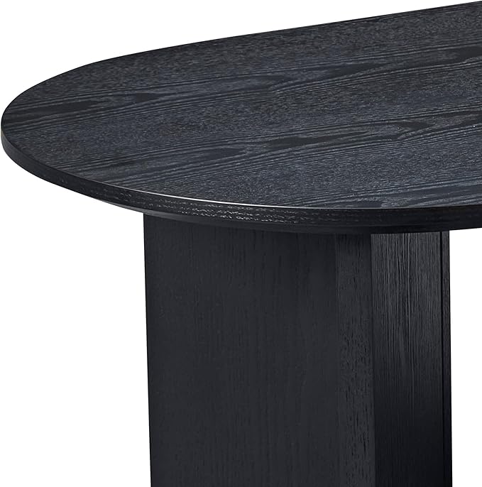 39.37'' Oval Coffee Table for Living Room, MDF Coffee Table Center Table for Bedroom, Modern Coffee Table End Table Side Table Accent Tea Table with Sturdy Pedestal for Apartment Office, Black