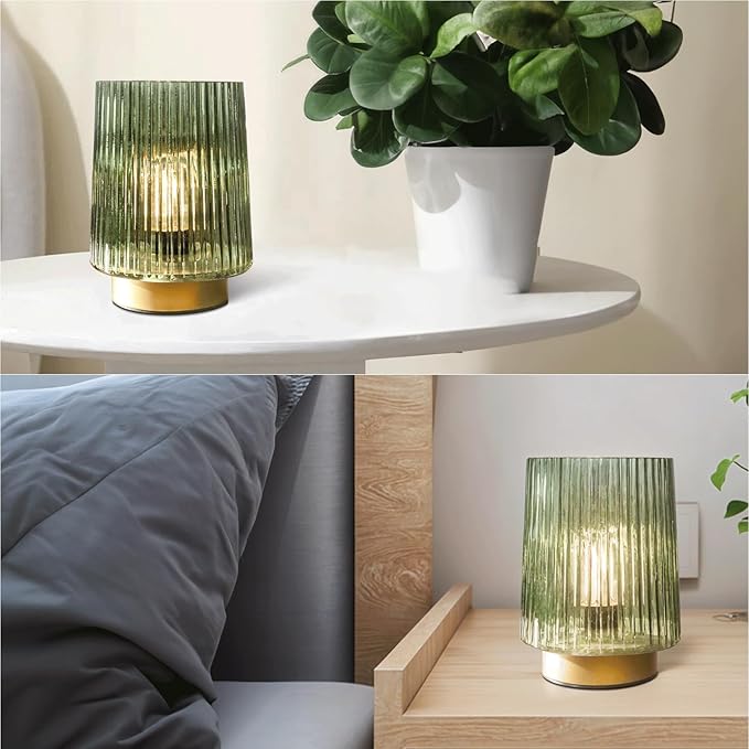 Dorm Battery Operated Lamp with Remote Control for New Home Decor,Cordless Dimmable Brightness Small Decorative Lamp with Timer for Shelf/Entryway/Corner/Patio/Small Spaces (Forest Green)