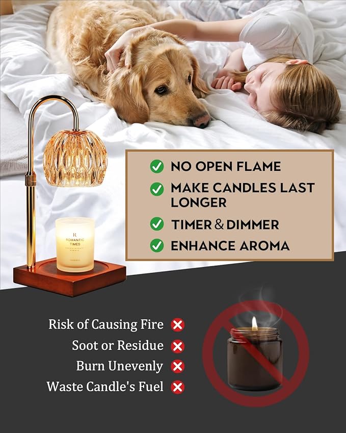 Candle Warmer Lamp, Wax Melter Warmer with Adjustable Height & Timer, Birthday Gifts for Women Mom, Christmas Gifts, House Warming New Home Office Decor for Jar Candles