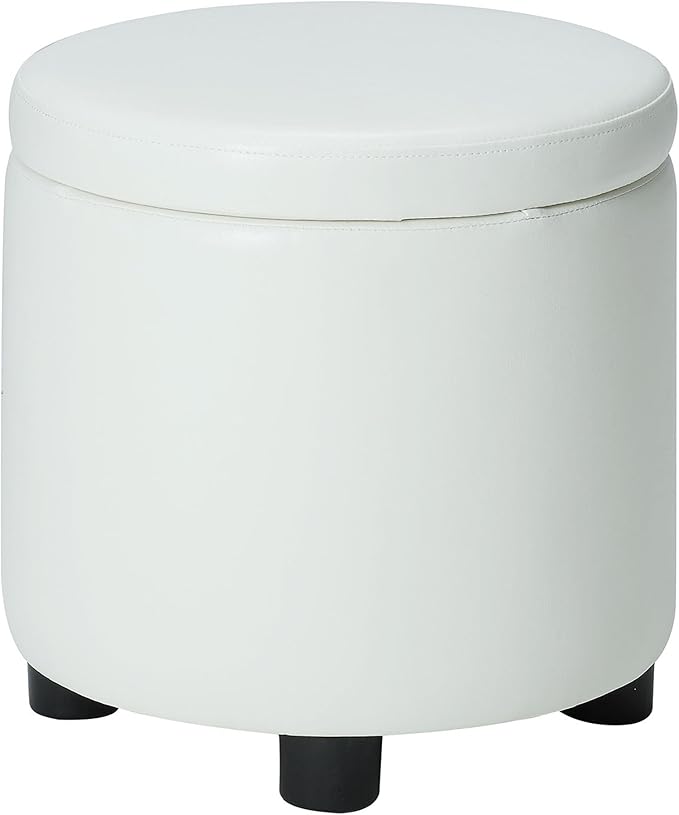 Designs4Comfort Round Accent Storage Ottoman with Reversible Tray Lid