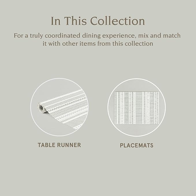 Over&Back Set of 4 Reversible Woven Placemats - Colorful Dining Room Table Mat - UVA/UVB-Proof Polypropylene - Indoor and Outdoor Kitchen and Home Decor - Striped - Green - Rectangle