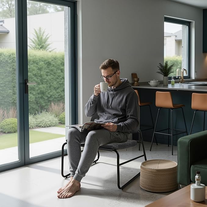 DAICO Modern Accent Chair Comfy Living Room Chair Armless Sling Accent Chairs Upholstered Side Sitting Chairs with Metal Frame for Office Reception Reading Bedroom Waiting Room, Black