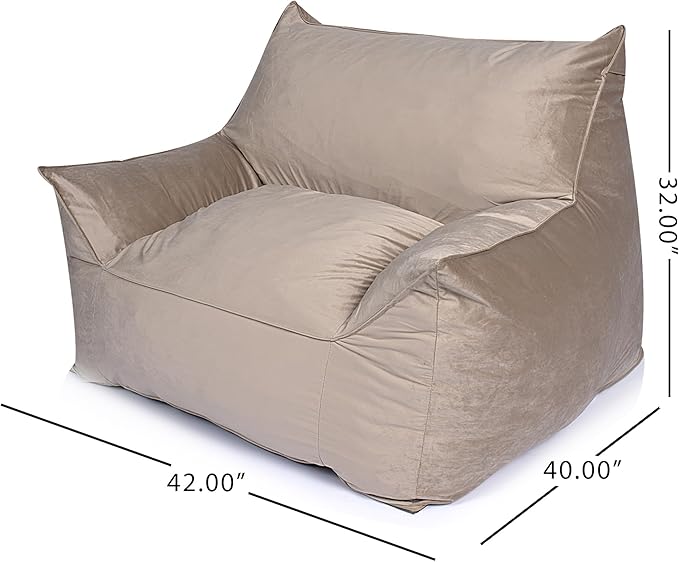 Foamma Bean Bag Chair for Kids & Adults, Taupe - Single Person Bean Bag Chair with Armrests, High-Density Foam, Cozy and Plush Reading Seat, Ideal for Bedroom and Relaxation