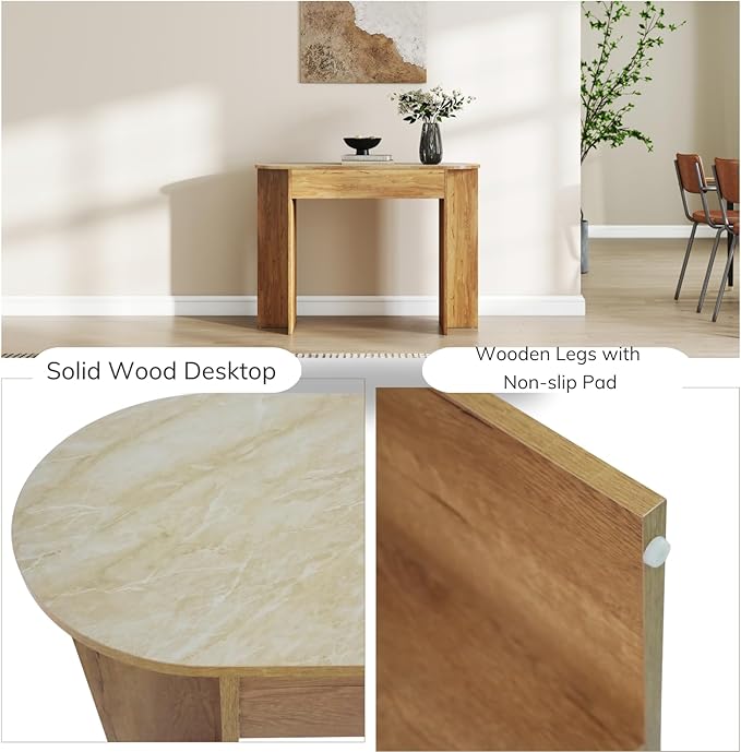 Mid Century 43 Inch Console Table, Farmhouse Wooden Console Table for Living Room, Narrow Sofa Table Behind Couch, Entryway Table, Natural Finish