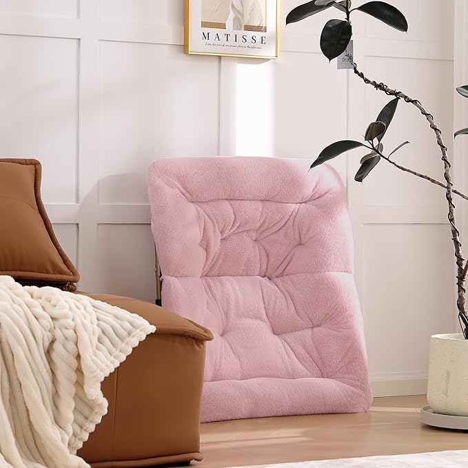 Comfy Folded Chair with Ottoman, Oversized Folding Faux Fur Chair Soft Furry Lounge Lazy Chair with Metal Frame Moon Chair Accent Chair for Bedroom, Living Room, Dorm Rooms