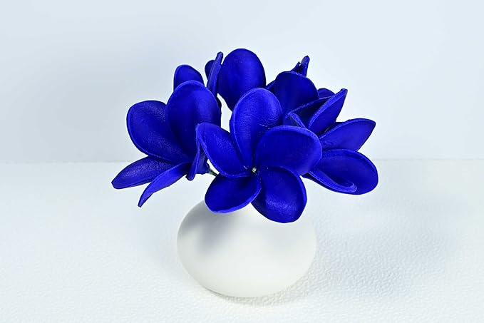 Birthday Gifts for Women Men 10pcs Royal Blue Flowers PU Real Touch Flowers Hawaiian Plumeria Frangipani Artificial Flowers for DIY Birthday Gifts Wedding Gifts Home Decor Table Centerpiece