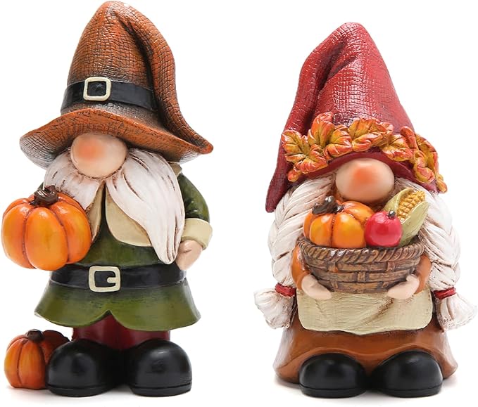 Hodao Thanksgiving Pumpkin Decorations Gnome Elf Collectibles Home Decor Thanksgiving Pumpkin Gnomes Charming Fall Collectibles for Home Decor and Unique Gifts(2 PCS)