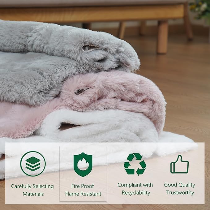 Latepis White Fur Round Rug 3ft Non-Slip Washable Circle Rug Fluffy Faux Rabbit Fur Rugs for Photoshoot Plush Shag Furry Carpet for Living Room Bedroom Kids Room