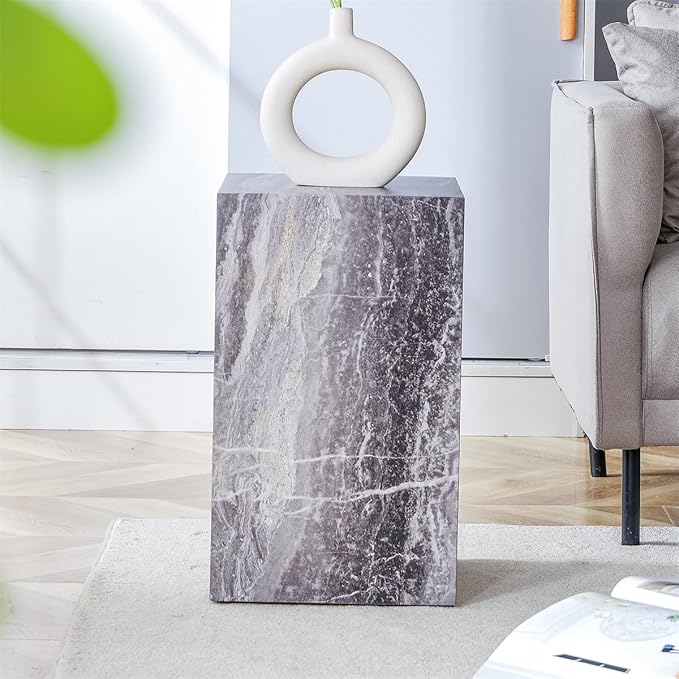 End Table Living Room Table, Faux Marble Sofa Couch Side Table, Bedside Nightstand for Small Spaces, Bedroom