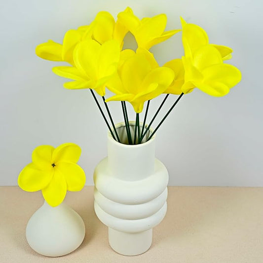 Birthday Gifts for Women 10pcs Yellow Flowers PU Real Touch Flowers Hawaiian Plumeria Frangipani Artificial Flowers for DIY Birthday Gifts Wedding Gifts Home Decor Table Centerpiece