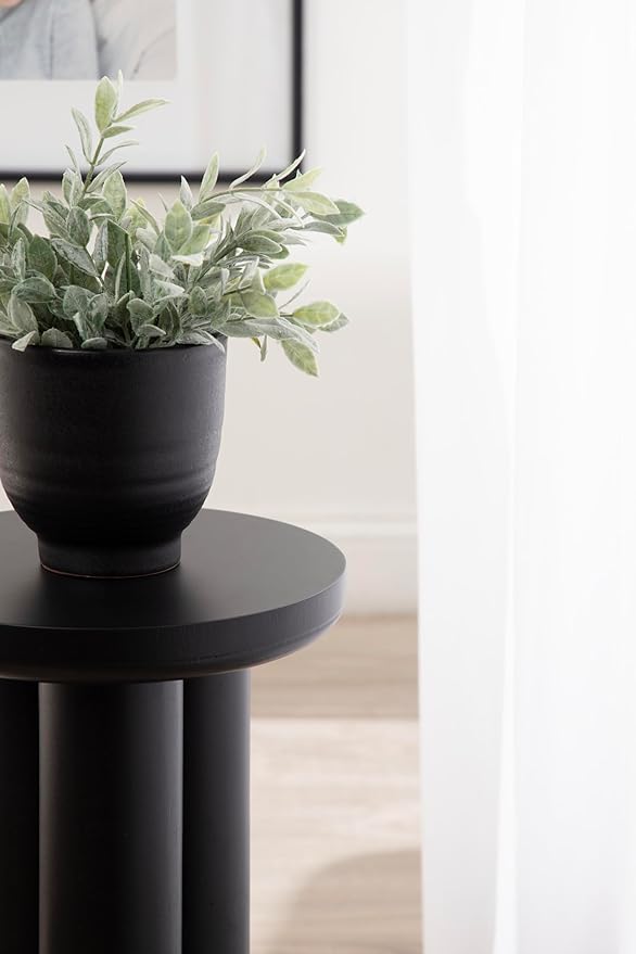 Kate and Laurel Pylar Modern Wooden Drink Table, 10 x 10 x 21, Black, Transitional Mini Table with Chunky Pillar Base for Use as Pedestal Plant Stand Indoors or Small Nightstand Option