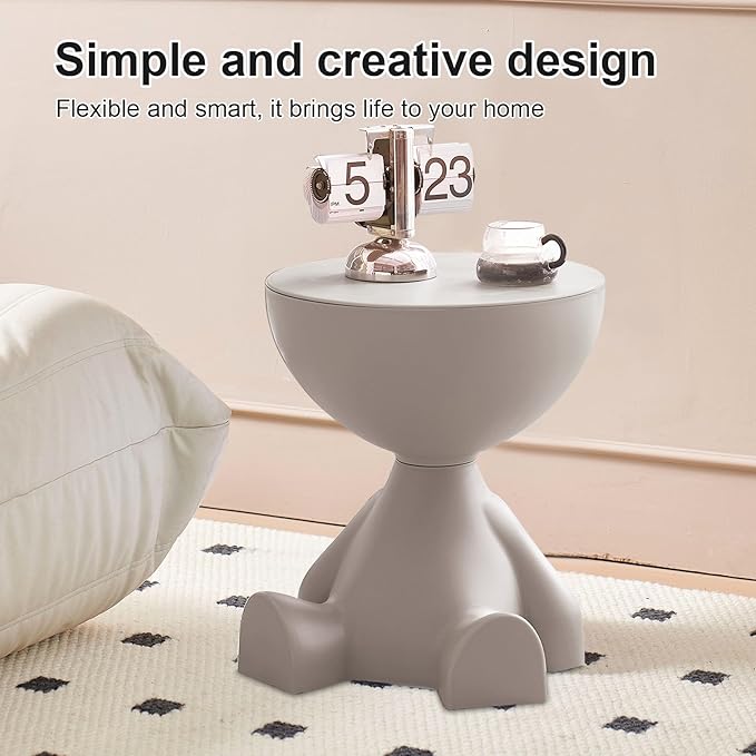 Mini Circle Side Table, Small Modern Bowl-Shaped Coffee Table, Sofa End Table Nightstand, Modern Bedside Home Decor for Living Room, Bedroom，Living Room (Gray)