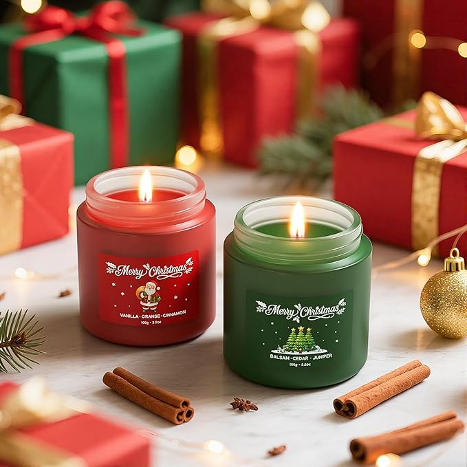 Christmas Candles, Soy Candles for Women & Men, Holiday Candle Gift Set for Women, Perfect Christmas Gifts for Mom, Dad, Teachers, Friends & Loved Ones