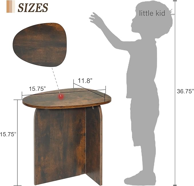 AWASEN Side Table, Small Triangle End Table Living Room, Modern Accent Table with Unique Tabletop, Mini Bedside Table for Small Spaces, Rustic Brown