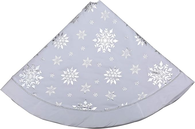 Flash World 48 Inch Large Christmas Tree Skirt Xmas Soft Cover Mat Decor Snowflake Collar Farmhouse Tree Skirt for Holiday Ornaments Party Home Indoor Decorations (White—Three Cotton Layer, 48INCH)