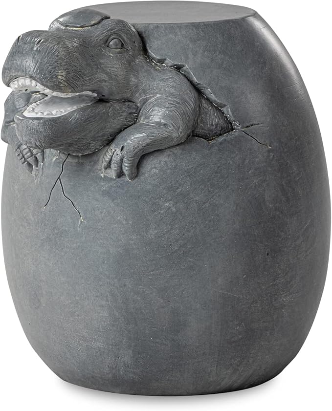 SUNBURY Outdoor Side Table for Patio, Concrete Side Table, Grey Dinosaur Small Side Table End Table, Outdoor Accent Table Garden Stool