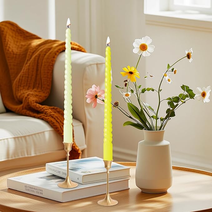 12 inch Colored Tall Taper Candles Sticks 6PCS Unscented Smokeless Long Tall Spiral Candle for Christmas Wedding Party Home Decor Dinner