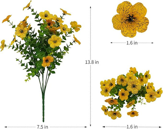 12 Bundles Artificial Flowers for Outdoor Indoor Fake Flowers uv Resistant Artificial Outdoor Flowers Fake Plants for Porch Garden Home Patio Decor (Yellow)
