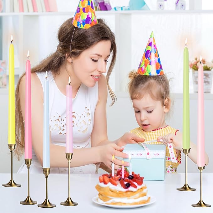 12 Inch Taper Candles, Smokeless Dripless Long Candles - Unscented Decorative Dinner Candles for Home, Wedding, Party, Table Decor, and Holiday Celebrations (6-Pack Assorted Colors B)