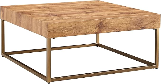 31.5'' Modern Square Coffee Table MDF Desktop with Metal Legs for Living Room Dining Room Bedroom Office