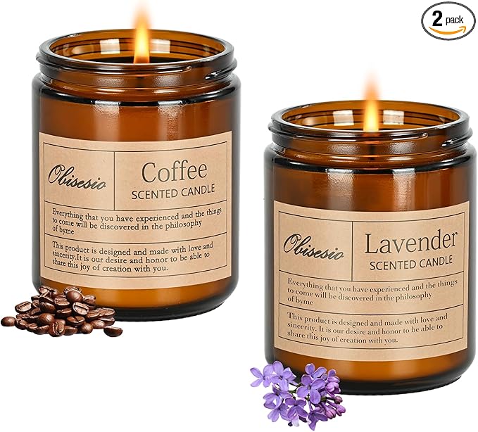 Scented Candles, Candles for Home Scented, 2Pack 14oz Bath and Body Works Candle for Women, Aromatherapy Jar Candle Gift for Home(Coffee & Lavender)