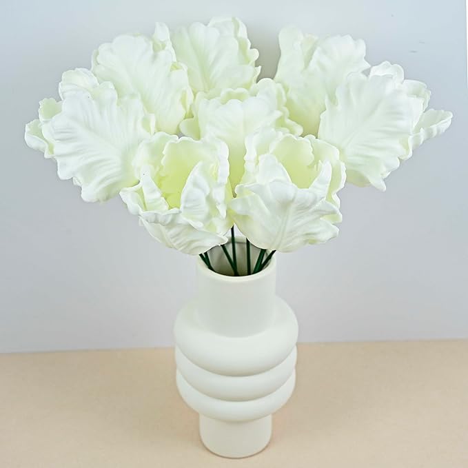 8pcs White Flowers PU Real Touch Flowers Wedding Bouquets Artificial Flowers for Decoration DIY Floral Gifts Cake Topper Home Office Table Decor Farmhouse Table Centerpiece Decorations
