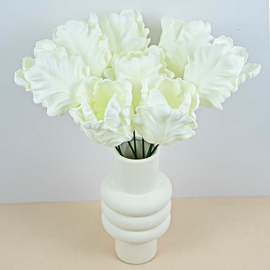 8pcs White Flowers PU Real Touch Flowers Wedding Bouquets Artificial Flowers for Decoration DIY Floral Gifts Cake Topper Home Office Table Decor Farmhouse Table Centerpiece Decorations