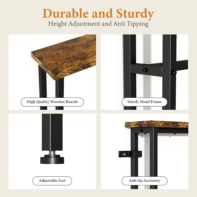 39" Sofa Table Narrow Long with Power Outlets & 2 USB Ports, Metal Frame Behind Couch Table Behind Sofa Perfect for Hallway, Living Room, Entrance Easy Assembly, 4.9' Extension Cord Included